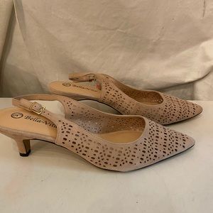 Bella Vita blush suede sling shoes with ankle straps size 11 NWT